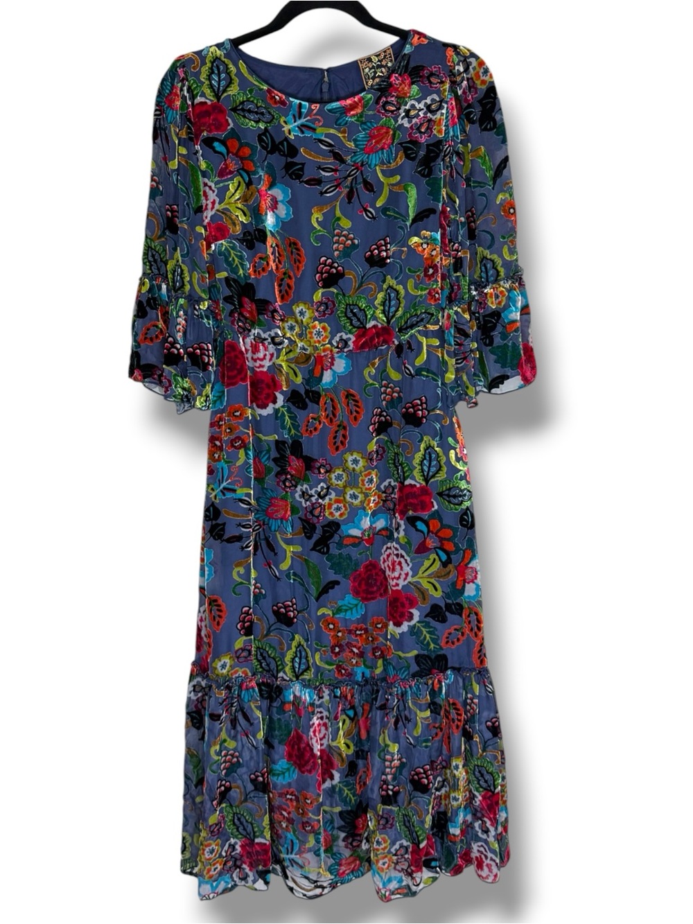 Johnny Was Minto Burnout Tanya Midi Dress Size XS Silk Blend Floral Boho NWT